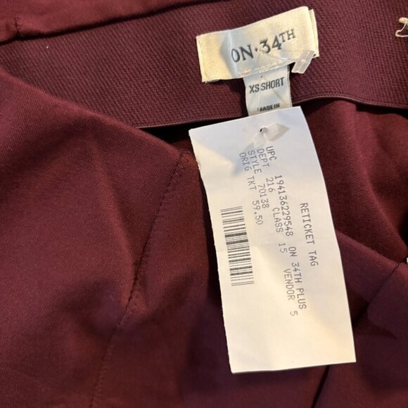 On 34th Burgundy Pull-On Ponté Skinny Leggings / Pants NWT - Picture 8 of 8